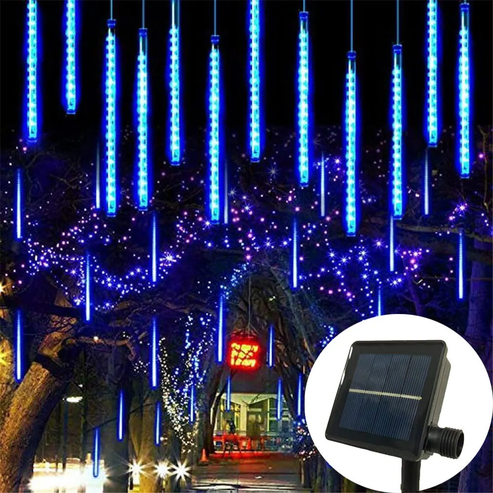 

30/50cm Solar Power Meteor Shower Lights Outdoor 8 Tubes Falling Rain Lights for Christmas Halloween Porch Yard Patio Road Decor