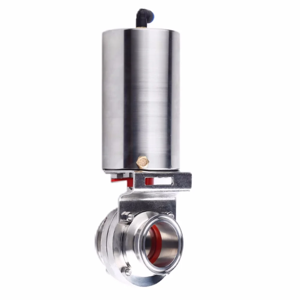 

Clamp Φ19Φ25Φ32Φ38Φ45Φ51mm OD50.5/64mm Sanitary SS304 Pneumatic Dust-Tight Butterfly Valve Soft Seal Vertical Single-Actin