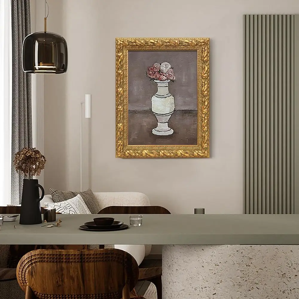 إطار صورة ذهبي عتيق مقاس 16 × 20 للوحات الزيتية القماشية، ديكور الحائط المزخرف (فارغ، بدون لوحة خلفية)