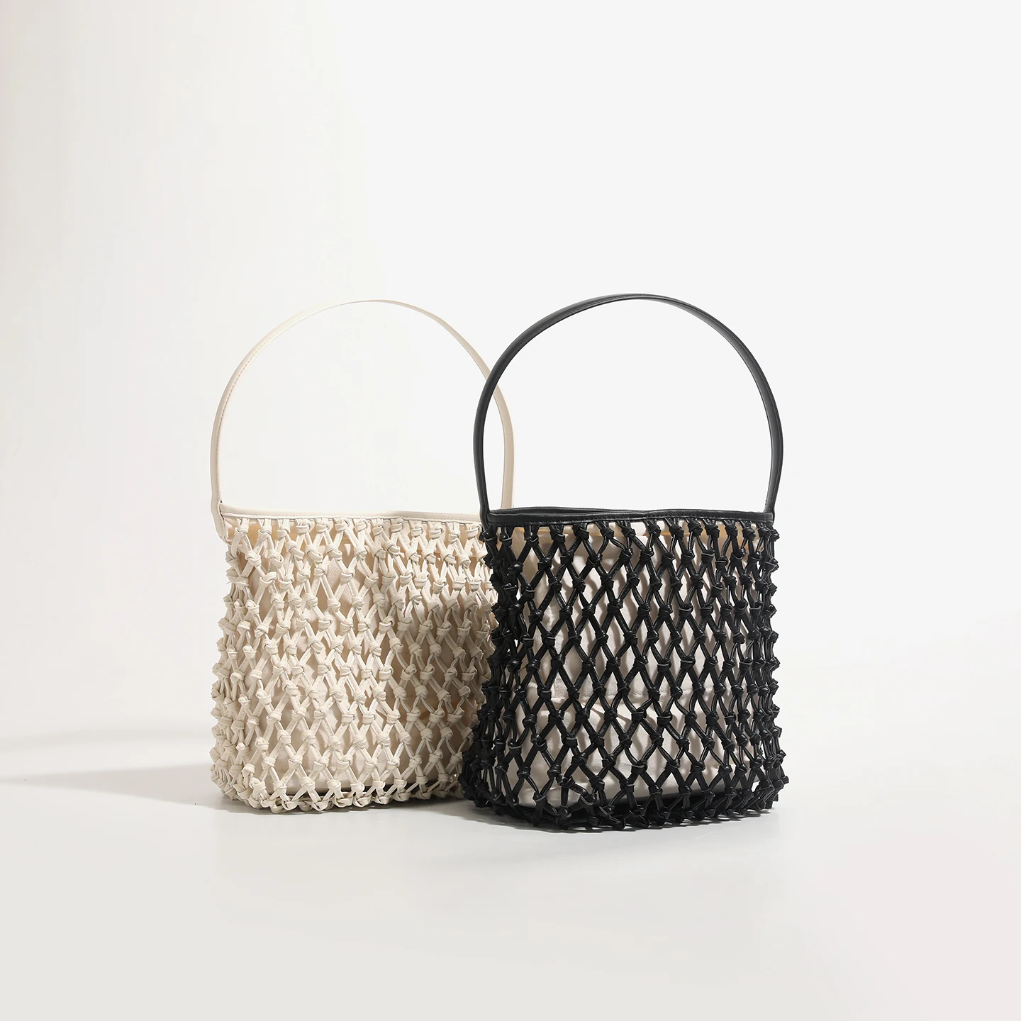 

Grid bucket bag for women luxury designer large capacity shoulder bag woven mesh handbag and wallet crossbody tote bag
