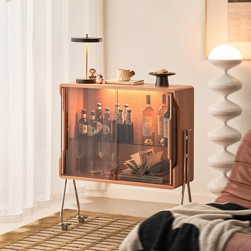 خزانة مشروبات قابلة للإزالة من الخشب الصلب وخزانة من القرون الوسطى وخزانة جانبية لتناول الطعام وخزانة غرفة المعيشة وخزانة تخزين من الفولاذ المقاوم للصدأ #2