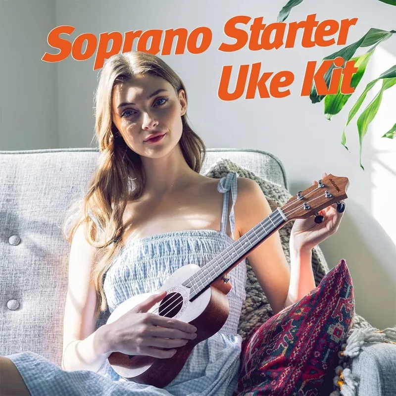 Soprano Ukulele for Beginner 21 Inch Ukelele Kit with Gig Bag StrapTuner Nylon String 4 Picks Cloth Online Lesson Holiday