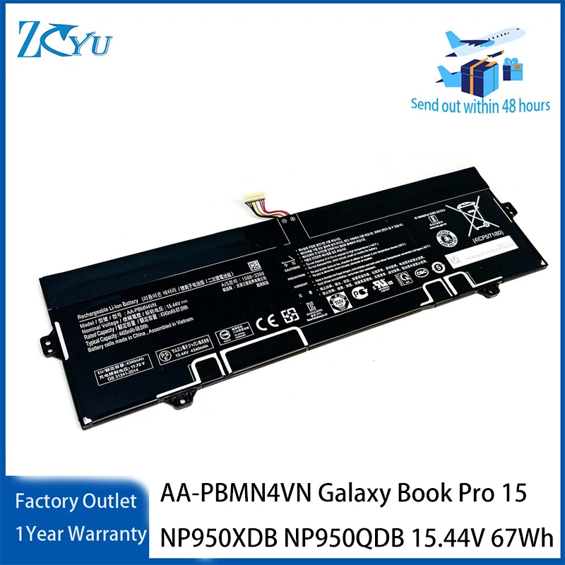 

AA-PBMN4VN Laptop Battery for Samsung Galaxy Book Pro 15 NP950XDB NP950QDB 15.44V 67Wh