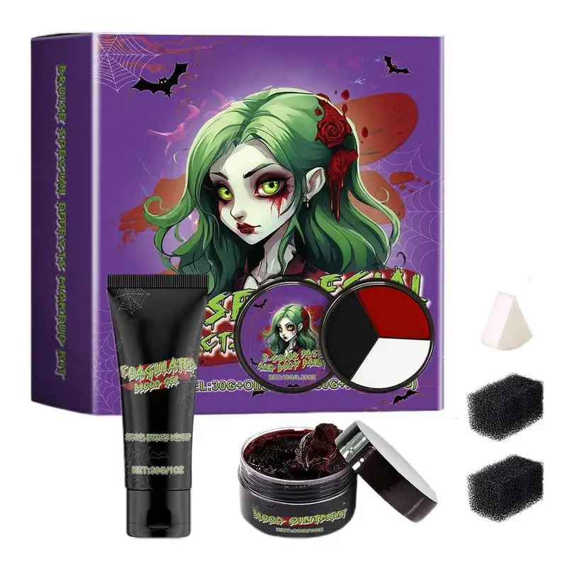 Halloween vampire makeup kit Halloween Face Paint Kit Party Makeup Zombie Vampire Teeth Plasma Paint Hematopoietic Props