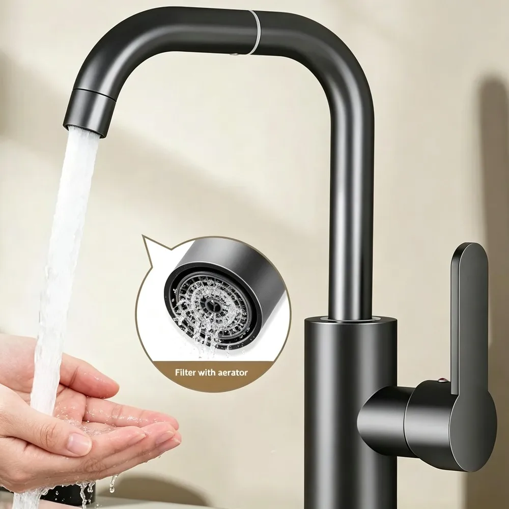 High-End Rotatable Kitchen Faucet 720° Horizontal Installation with Ball Bearings for Kitchen And Luxury Bathroom Sinks