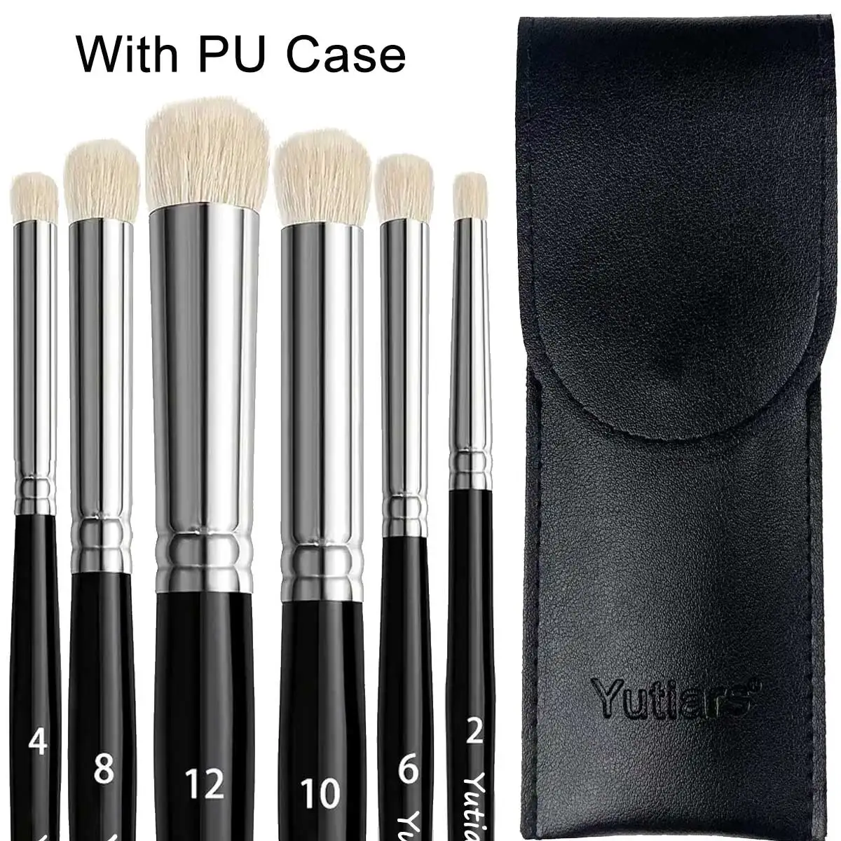 6pcs Round Head Dry Brush Set - High-Quality Wool Brushes for Watercolor, Acrylic, and Model Painting - Portable Storage Bag