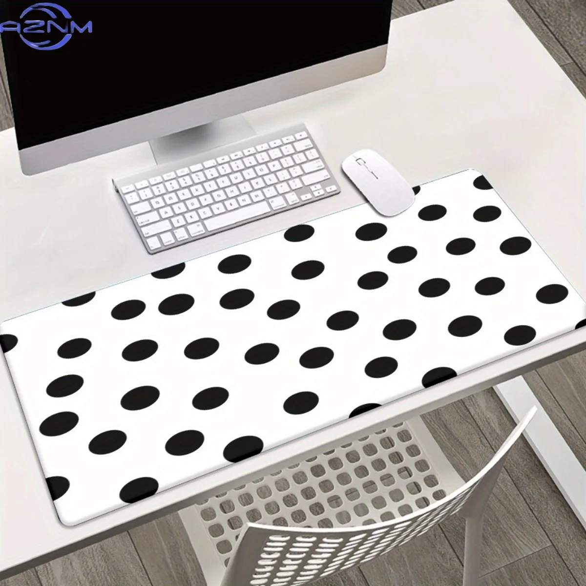 1pc Black Dots on White HD Printed Pad for Desk, Multi Functional XXL Mousepad, Keyboard Gaming Mouse Mats, Office Computer PC G