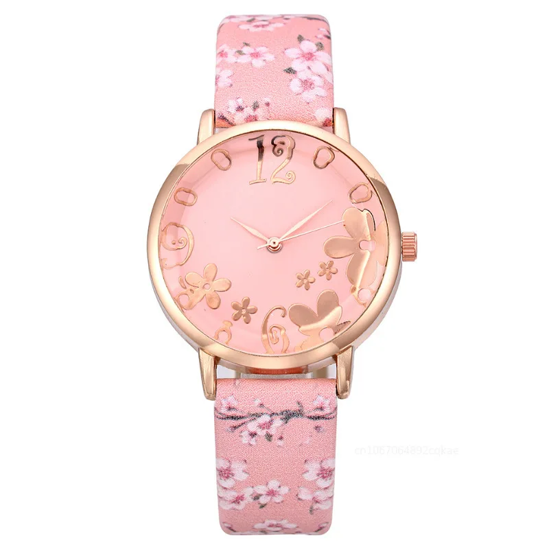 Colorful Flowers Women\'s Watches Printed Belt Quartz Wristwatches for Girls Ladies Watches Casual Clock Gift Relogios Feminino