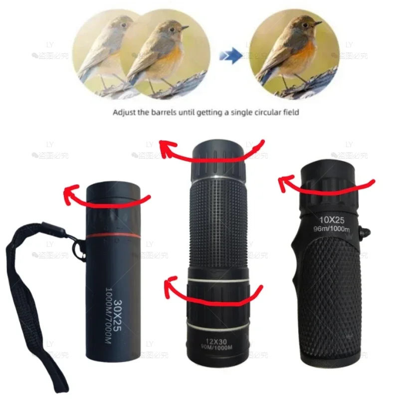 CAOX Leistungsstarkes Mini 10X25 12X30 Monokular-Teleskop HD Tragbare BAK4 FMC Optik Kompaktes Taschenfernglas für Tourismus und Outdoor – Detail 1