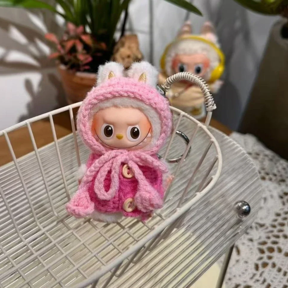 Christmas Clothes For Labubu V4 Accessories Knitted with Hat Set For labubu 4.0 The Monsters Pin for Love Series Doll Outfit