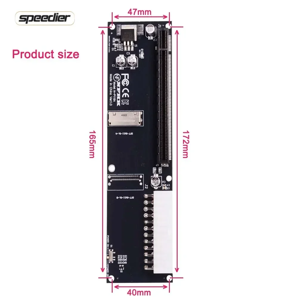 Oculink 8x SFF-8611 SFF-8612 Адаптер 8i к PCI Express 4.0 X16 Gen4 Внешняя видеокарта Адаптер OCuLink EGPU ATX 24-контактный адаптер питания