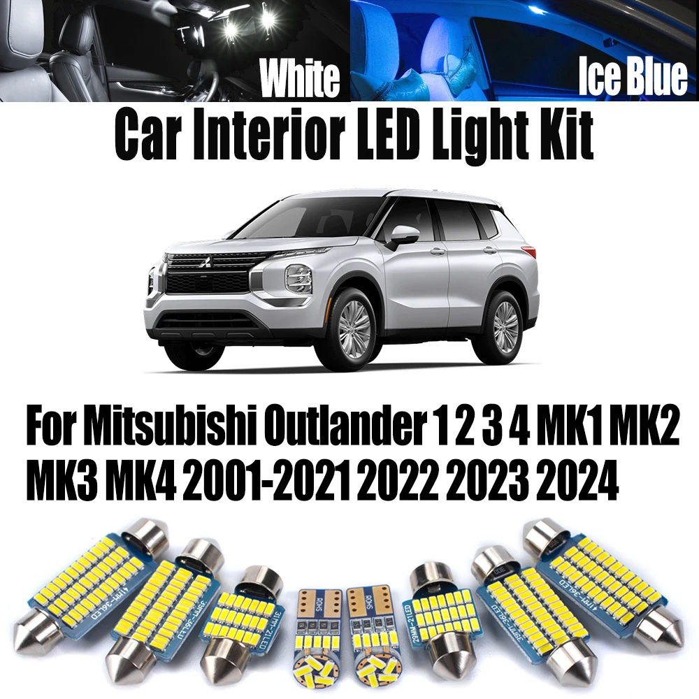 Canbus Car LED Interior Reading Map Dome Trunk Light Kit For Mitsubishi Outlander 1 2 3 4 MK1 MK2 MK3 MK4 2001- 2022 2023 2024