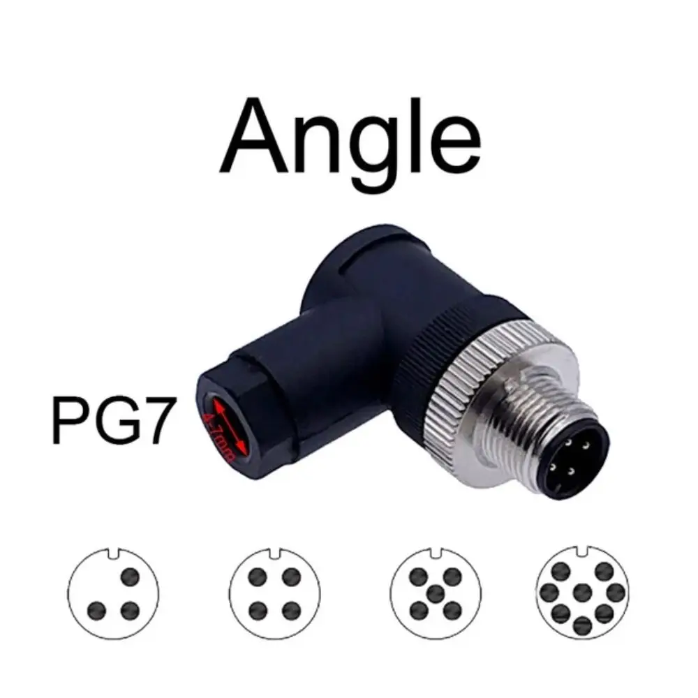 Alta qualidade 4 5 8 pinos m12 sensor conector à prova dwaterproof água pg7 m12 aviação plug curva ângulo macho & fêmea plug doméstico