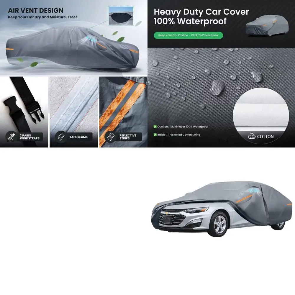 

Дышащий чехол для автомобиля с вентиляцией для Malibu 1977-2026, улучшенный премиум-класс с хлопковой подкладкой, дверью на молнии, защитой от УФ-излучения, солнца, дождя, снега, грязи