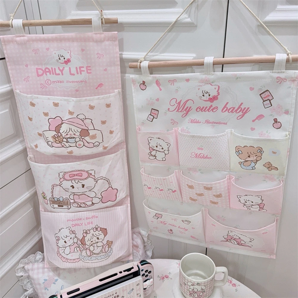 

Подвесная сумка для хранения украшений дома, настенная дверь, общежитие, спальня, настенный карман для хранения, сумка для хранения с мультяшным принтом