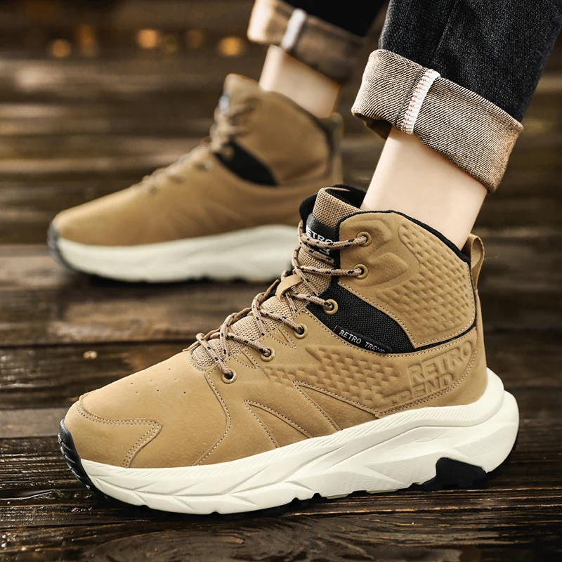 

Couple Style High-top Platform Shoes for Men Sneakers Spring Outdoor Non-slip Men Hiking Shoes Fashion Men Shoes Big Size 36-45