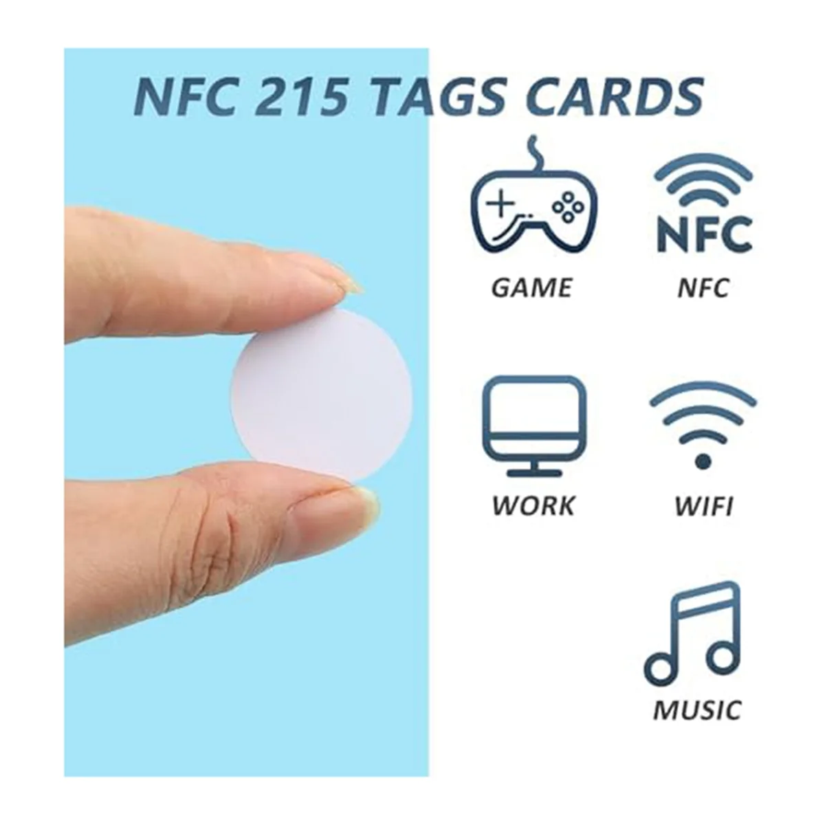 55PCS NFC Tags 215 Blank White Card Sticker Coin Card with Adhesive Backing Enabled Mobile Phone