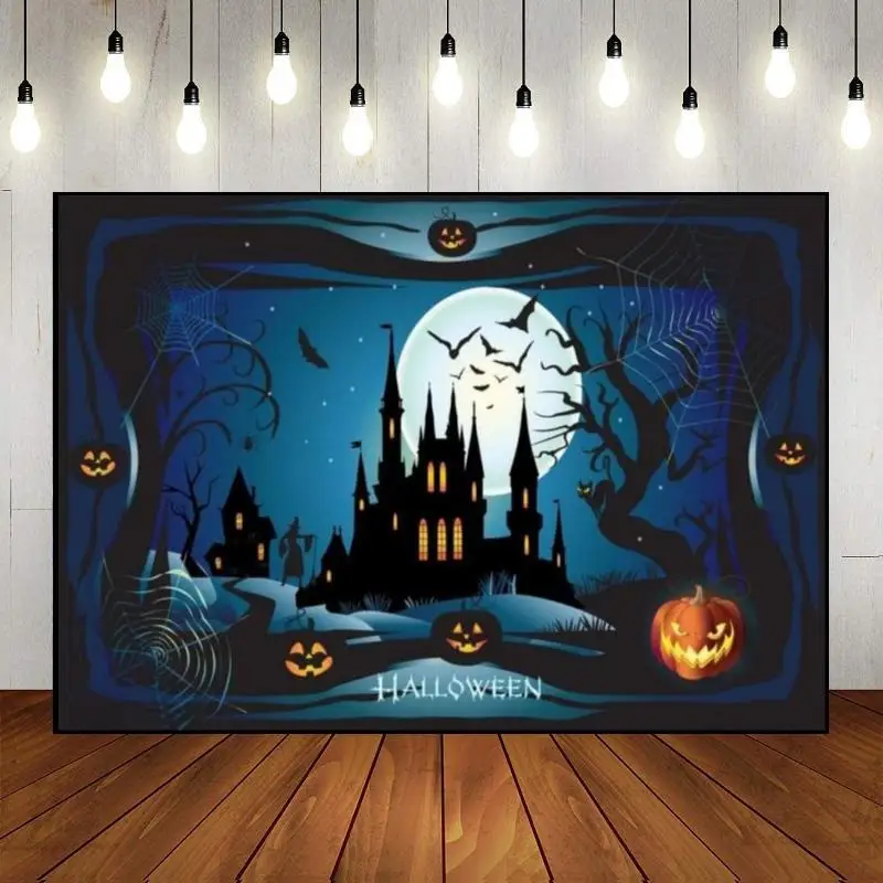 Halloween Custom Birthday Backdrop Goblin Background Photo Gloomy Woods Graveyard Decoration Dense Fog Photography Backdrops