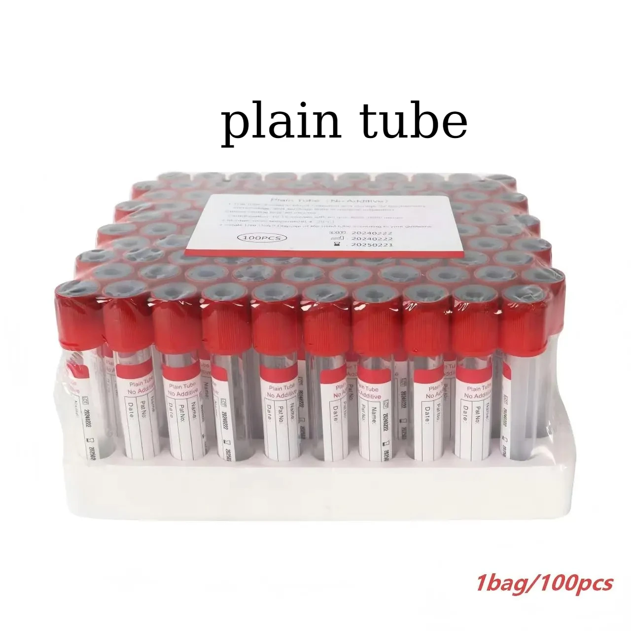 100 Pcs Disposable Glass Blood Collection Vacuum Tubes With Negative Pressure Lids Test Tube Cover Tube Hospital
