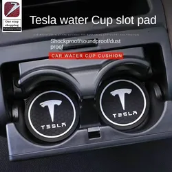 Alfombrilla universal para vasos de agua para Tesla Model 3 Y, tapete con ranura para puerta, caja de almacenamiento de artículos diversos, tapete de silicona, suministros interiores de coche