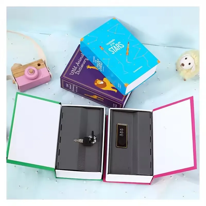 Hidden Book Safes Size S Strongbox Steel Home Office Travel Security 118*115*55mm Sight Secret Diversion Safe Stash Box Key Lock