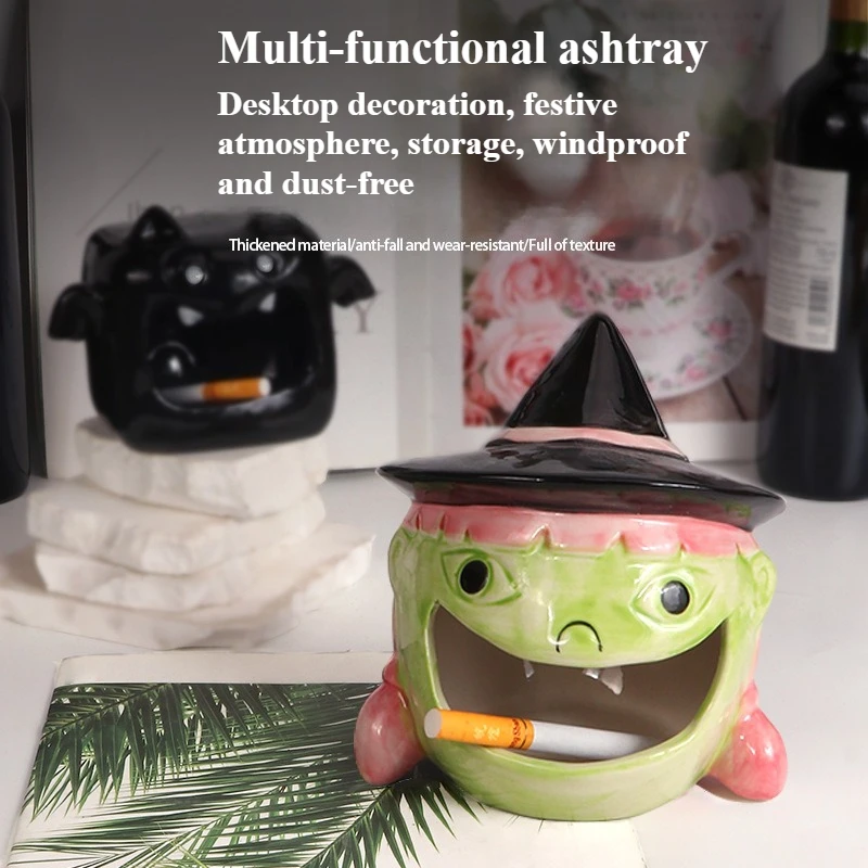 

Керамическая пепельница в форме Хэллоуина, многофункциональная дополнительная мультяшная милая забавная бытовая пепельница, украшение для рабочего стола