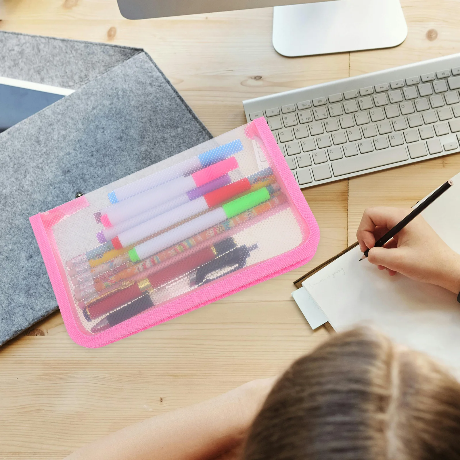 

Transparent Zipper Pencil Case Clear Storage Bag Stylish Plastic Pen Pouch School Office Stationery Organizer Clear Pen Holder