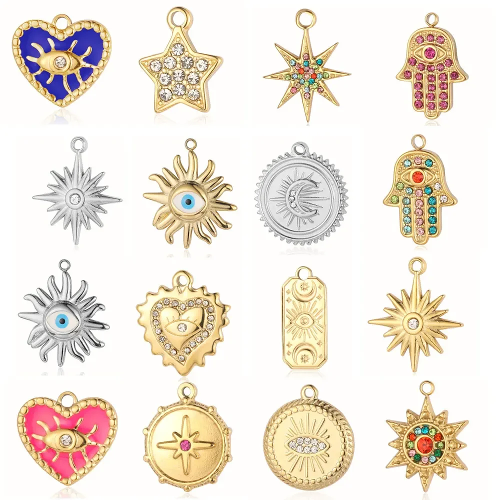 Подвеска из нержавеющей стали 316 с изображением солнца, сглаза, зеркала, Луны, хамсы