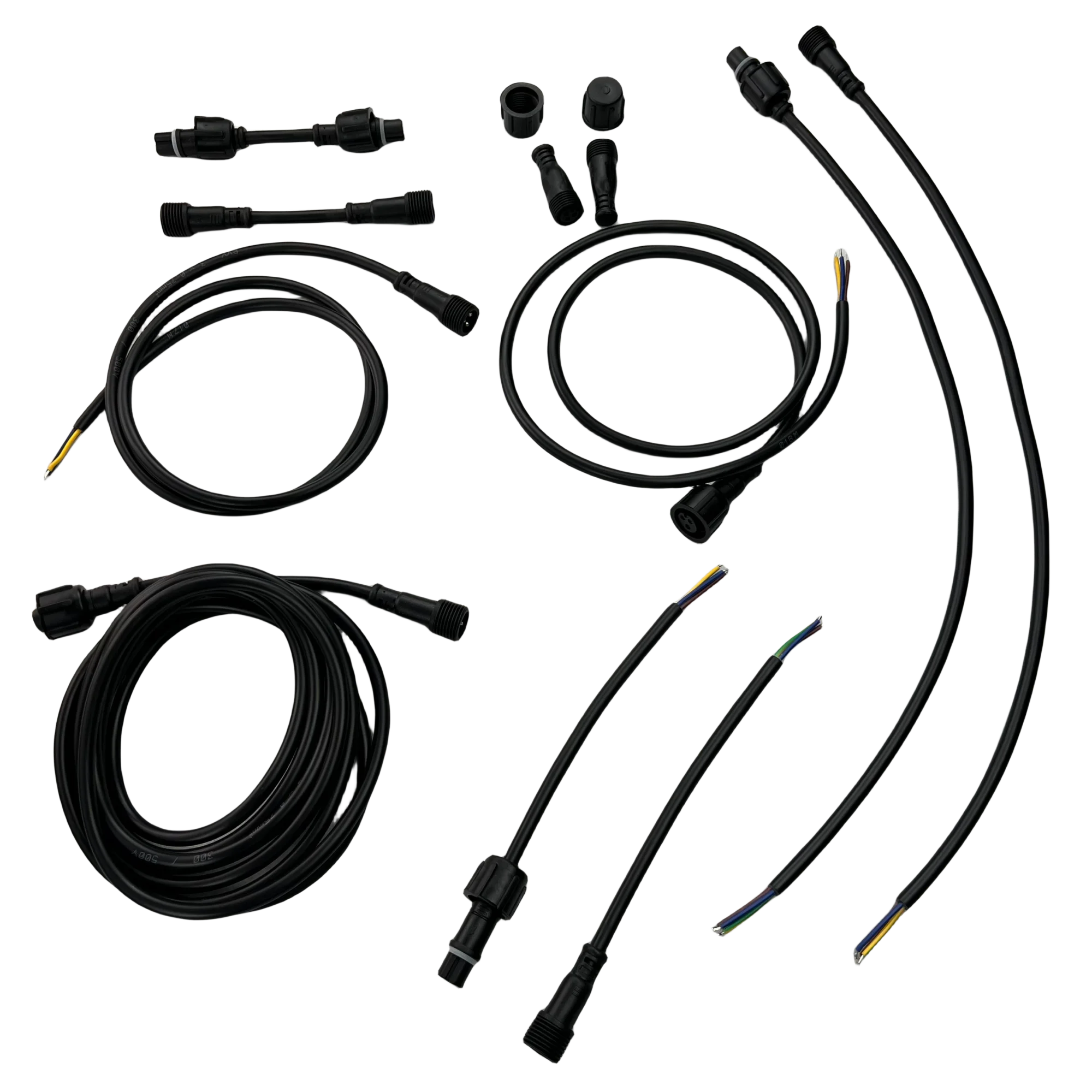 2/3/4 Core 18AWG Round Wire Waterproof Pigtails Extension Cable Male Female xConnect Style Black 20cm/50cm/100cm Long Each