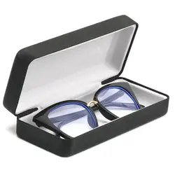 008 High-grade black square iron case for glasses Brushed black cortex Customizable logo on case box