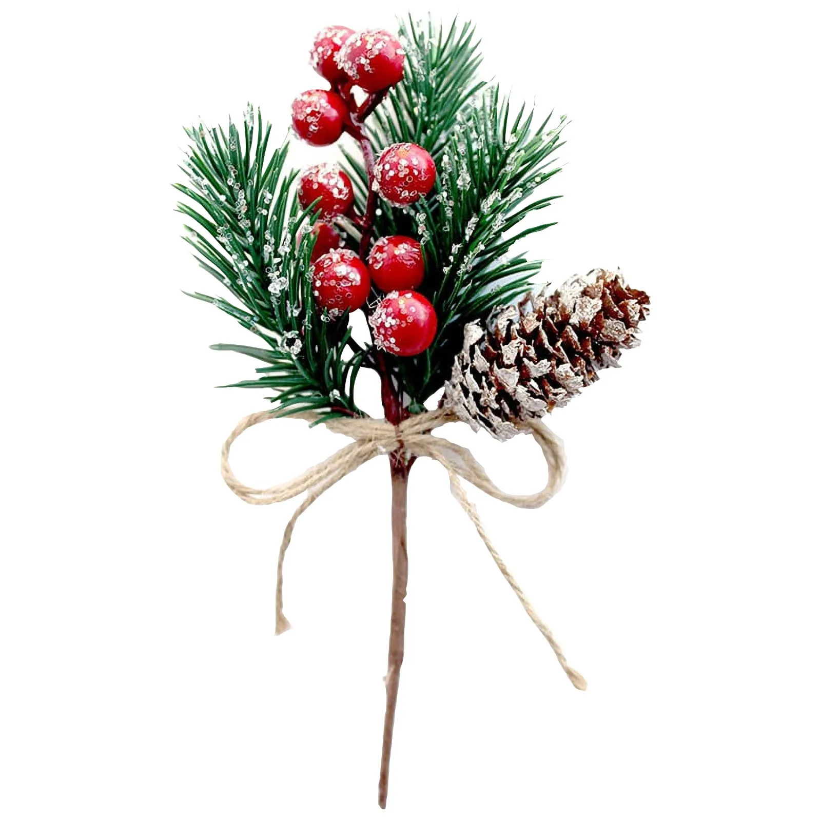 1pcs Artificial Red Berry Branches Christmas Picks Spray Artificial Pine Cones Holly Stem Craft Xmas Navidad Decorations Navidad