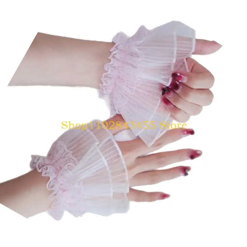 49MC Sheer xếp nếp vòng cổ tay ren