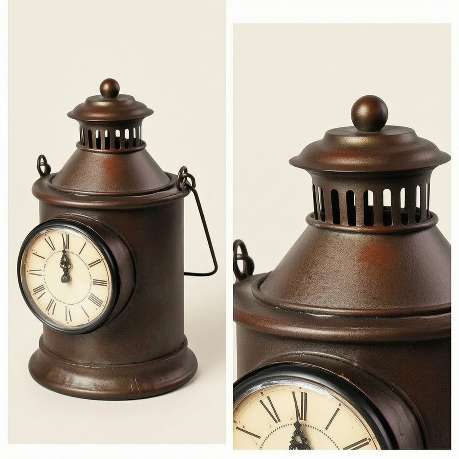 Lantern Clock Retro Decorative Clock Ornament Antique Decor Classic for Shelf, Desk