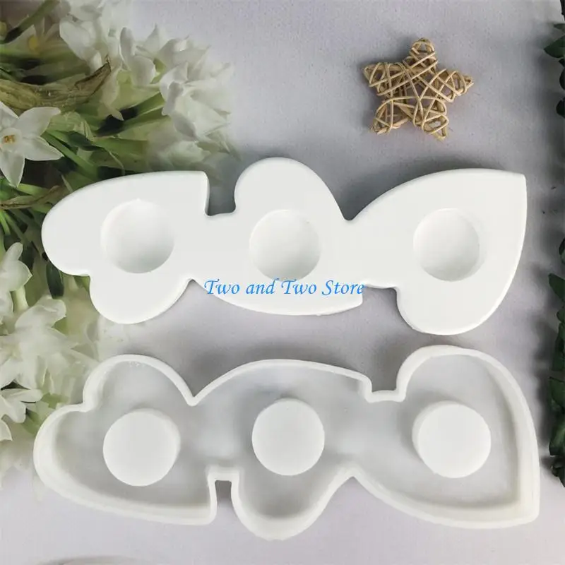 HX6F ورقة شكل حامل شمعة قالب غير النظامية الشمعدان قالب من السيليكون قوالب الراتنج ملموسة يلقي لحفل زفاف عيد الحب #5