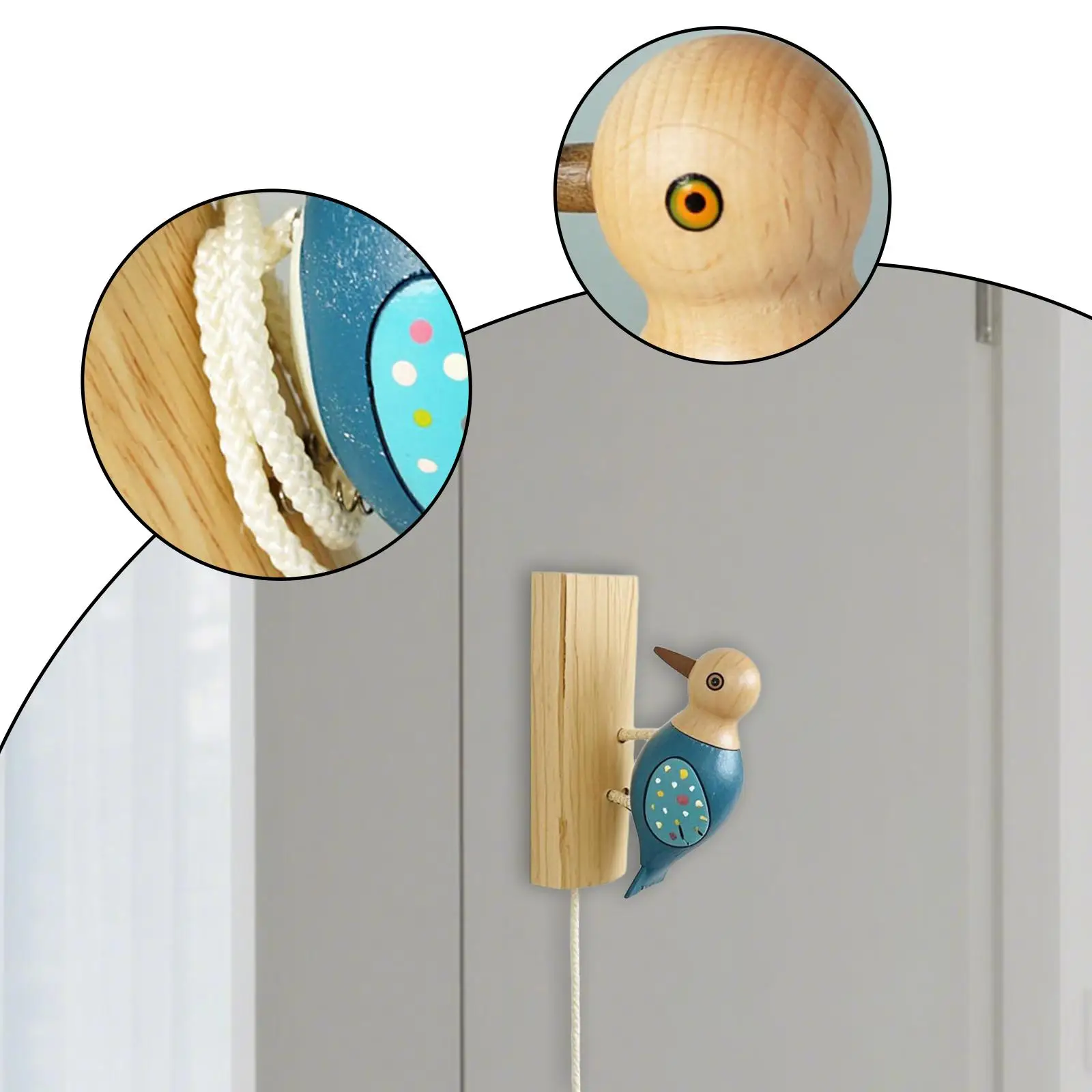 Woodpecker Doorbell Animal Shaped Creative for Door Opening Wood Door Bell for Wall Window Store Early Education Bedroom