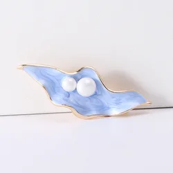 Stylish Enamel Dripping Glaze Pearl Leaf Brooch Simple Irregular Geometric Corsage Women Clothing Accessories Lapel Pins