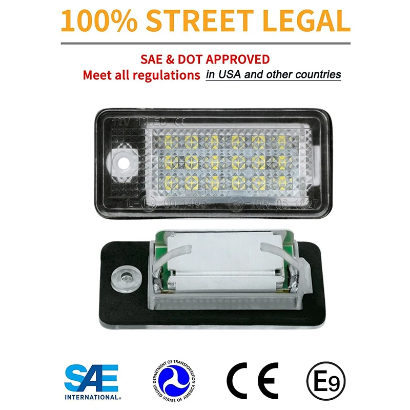 2Pcs For Audi Q7 2005-2015 LED Number License Plate Light Lamps For Audi A3 A4 A5 A6 A8 S3 S4 RS4 S5 S6 S8 Car Accessories