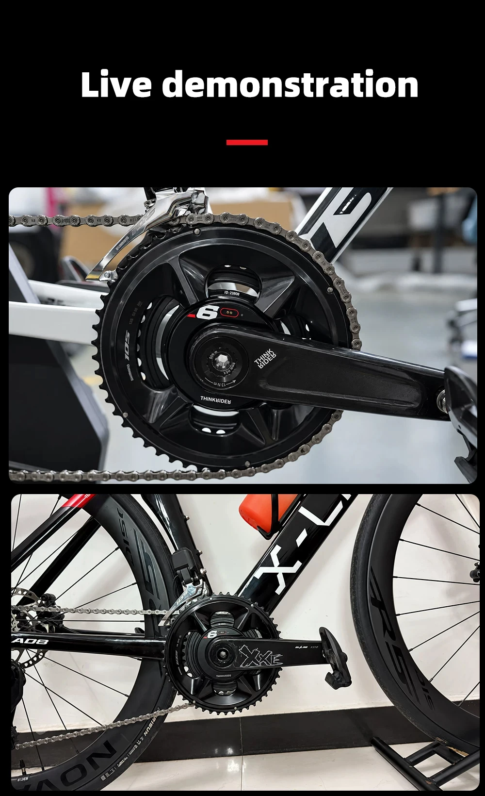 THINKRIDER PP6 Fahrrad Carbonfaser Spider Power Meter Kurbelgarnitur 24MM 160-175mm ANT+ BLE für Rennrad – Detail 12