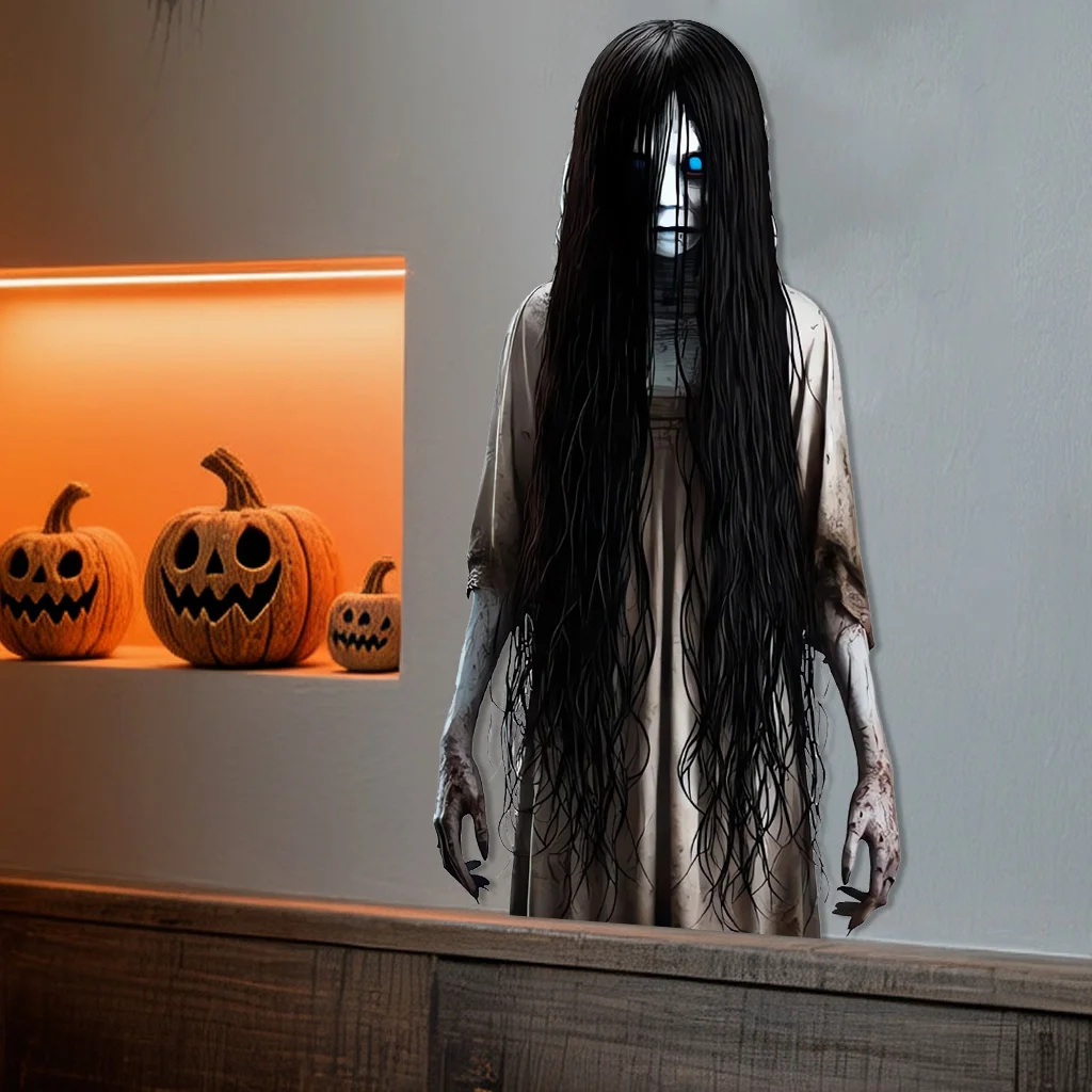 1 Stück Halloween Horror-Dekoaufkleber mit zerbrochenem Fenster, selbstklebendes und abnehmbares PVC-Material, geeignet für die Raumdekoration – Detail 3