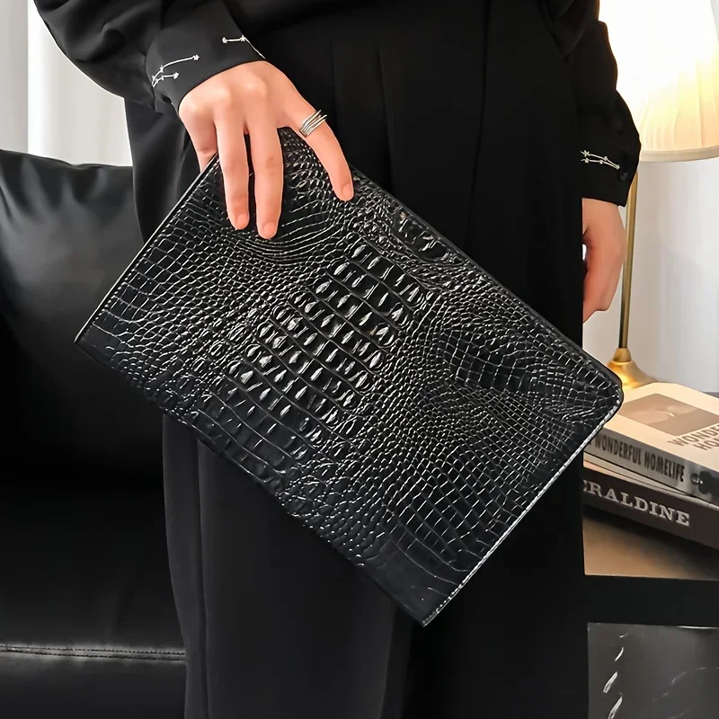 Brand Designer Business Bag iPad Handbags PU Leather Envelope Bag Male Wallet Luxury Crocodile Pattern Men/Women Clutch Bags