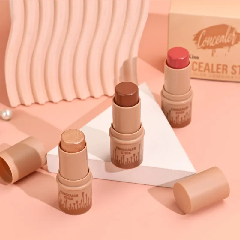 Maquillaje cara contorno Stick 3 Set acabado mate Natural resaltadores brillo sombra colorete Rouge varita de contorno impermeable