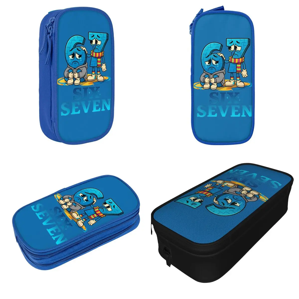 Sad 6 7 Six Seven 67 Meme Pencil Cases Pencilcases Pen Holder for Student Big Capacity Bags Students School Zipper Stationery