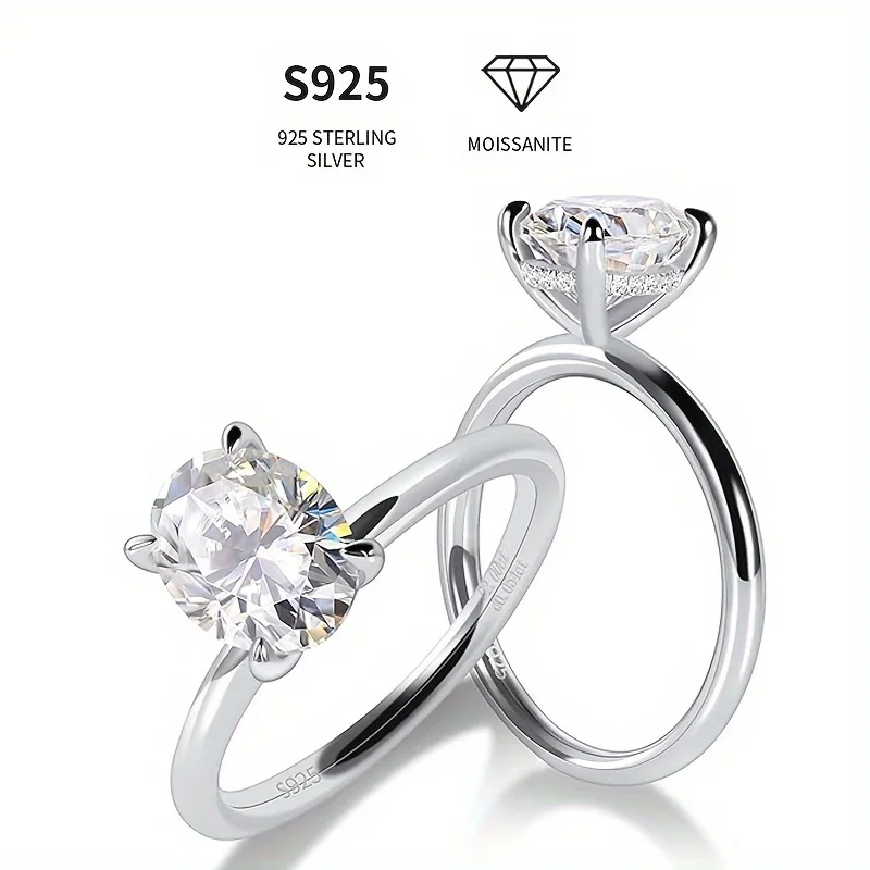 

FASIFAN 1/1.5/2/3 Carat Moissanite Ring for Men Women, S925 Sterling Silver Plated with 18K White Gold Engagement Ring
