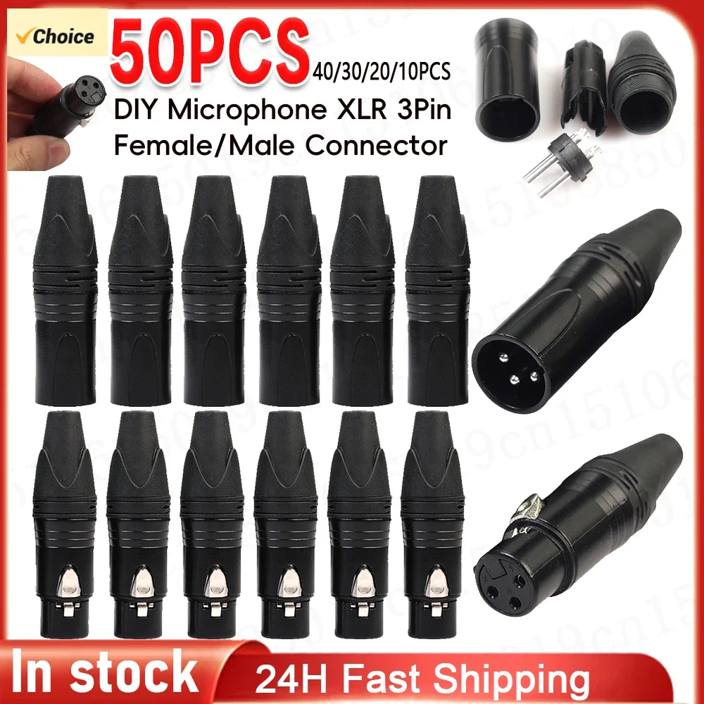 10-50Pcs DIY Microphone XLR 3Pin Male Female Plug Connector Cable Solder Plug MIC Adapter for Speaker Transmission Earphone