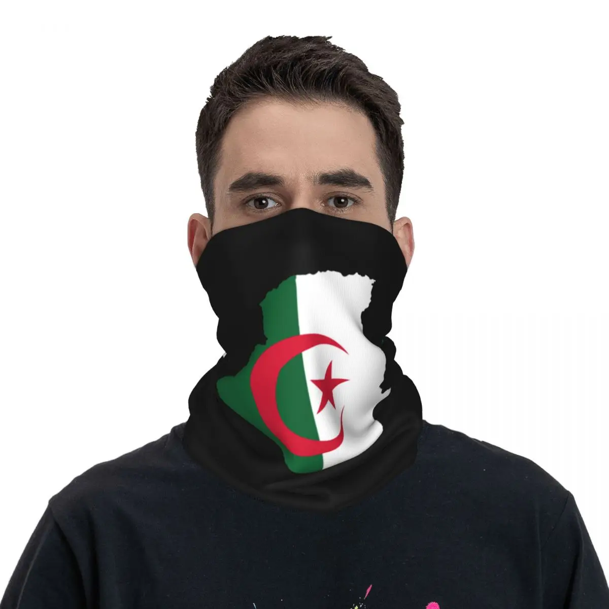 

Algeria Map Flag Face Bandana Neck Gaiter Printed Mask Scarf Headwear Neck Cover Warm Running for Men Women Adult Windproof