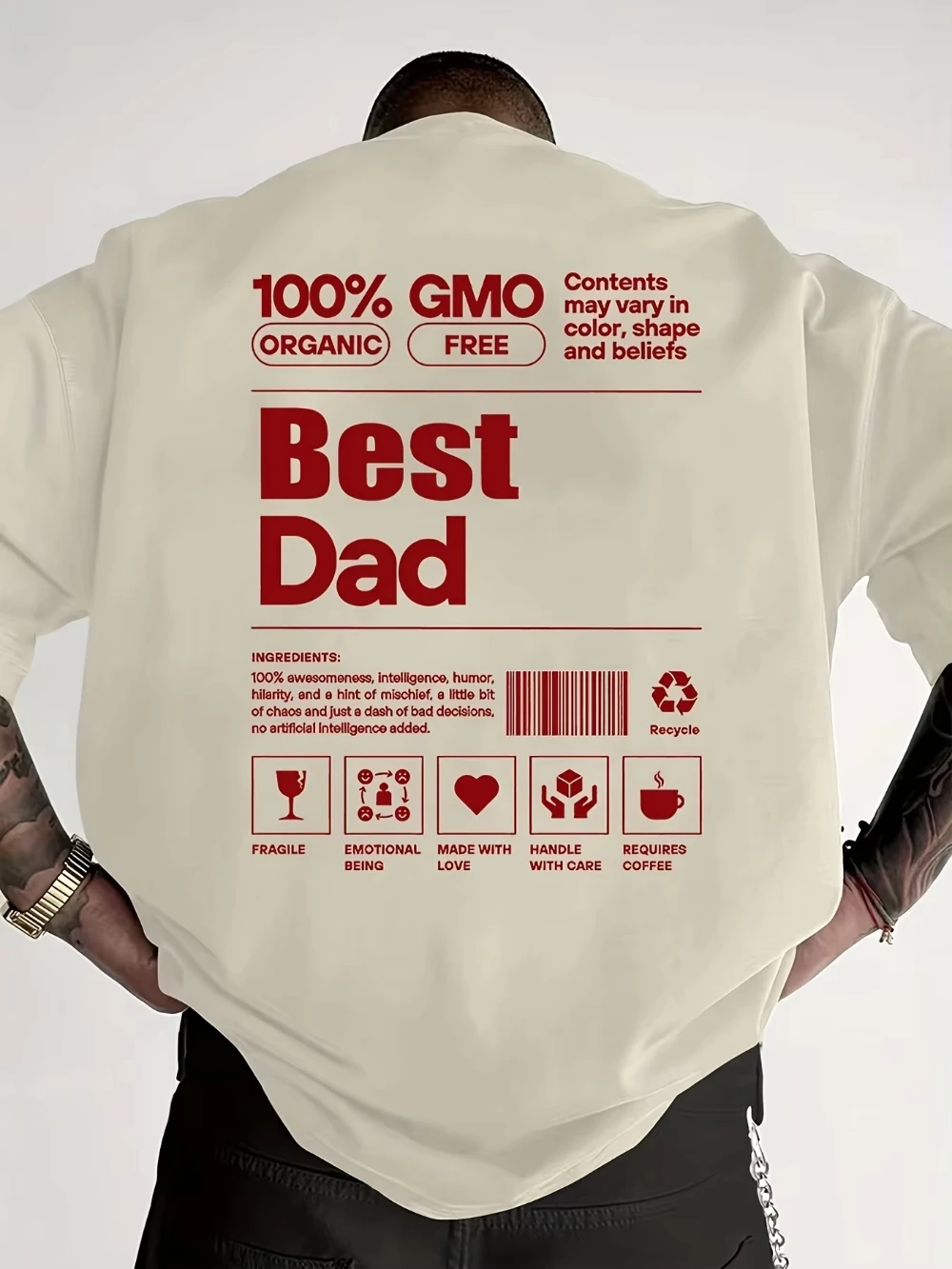 2026 Best Dad Funny Label Graphic T Shirt, Fathers Day Gift Back Print Short Sleeve Tops for Kids Adults Multiple Colors