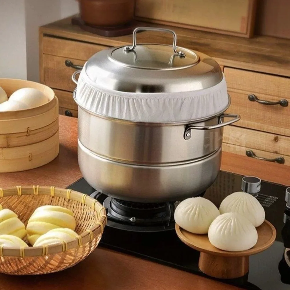 Elastic Design Cotton Lid Cover Absorbent Material Heat Resistant Steamer Lid Sleeve Condensation Control Durable Cotton