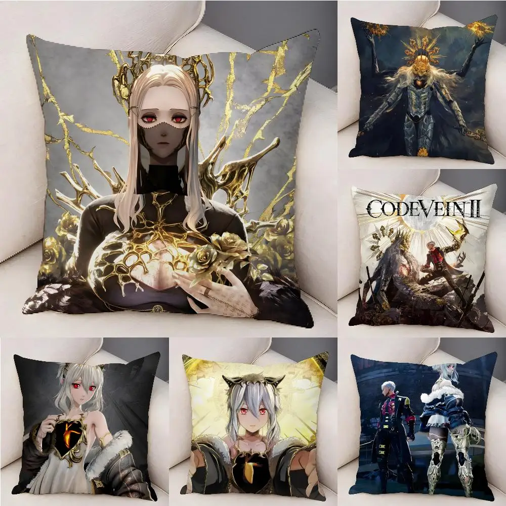 Video Game C-Code Vein 2 Cushion Cover Organic Linen Square Pillow Case Durable Non-Allergenic And Kind To Skin