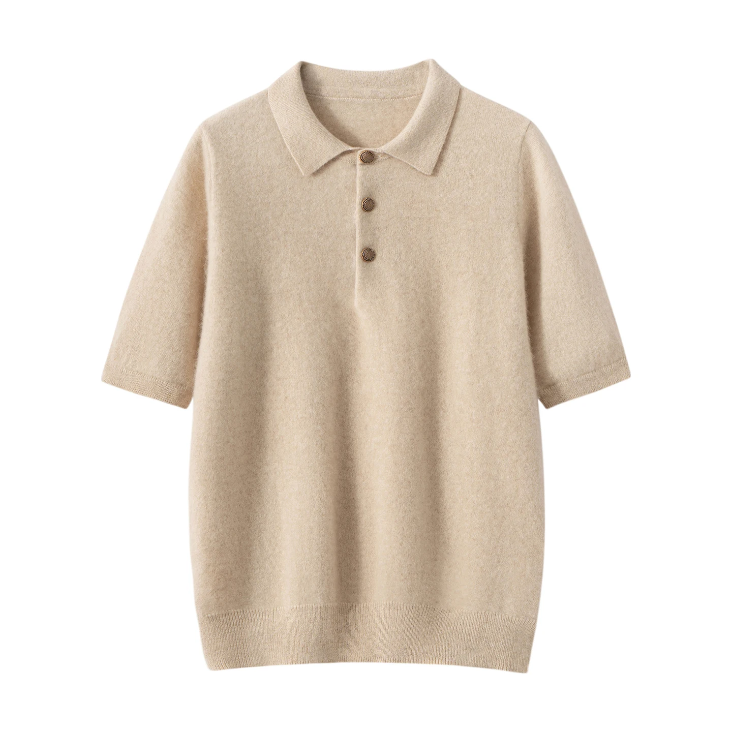 

Женский пуловер из 100% чистого кашемира с коротким рукавом, повседневный однотонный вязаный свитер, свободный теплый базовый джемпер с воротником-поло
