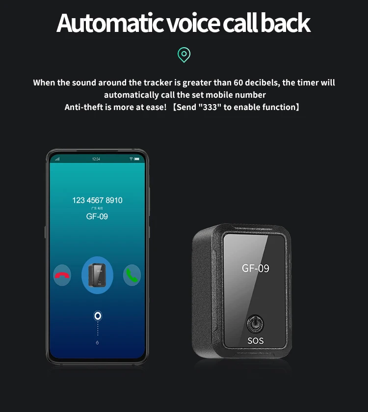 2024 GF09 GSM GPS Tracker Real Time Tracking Anti-Theft Locator Voice Recording Vehicle Tracker APP Anti-lost for Child Cat Dog